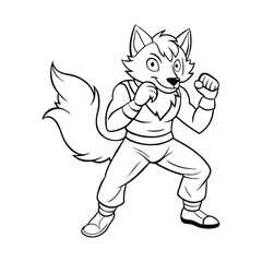 Wolf Coloring Page For Kids illustration