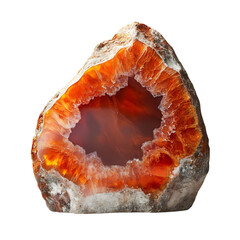 A Smooth Carnelian Stone in Deep Orange Isolated on Transparent Background