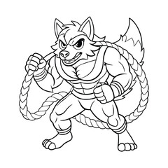 Wolf Coloring Page For Kids illustration