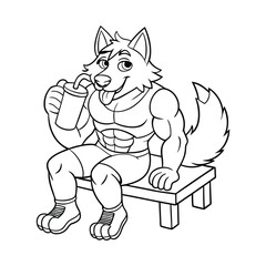 Wolf Coloring Page For Kids illustration