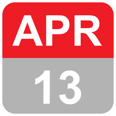April 13 -  Calender Date month vector illustration 