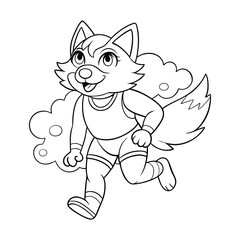 Wolf Coloring Page For Kids illustration