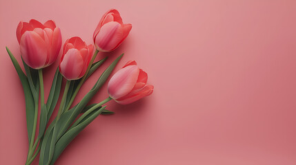 bunch of tulips laying on a rosa backgorund