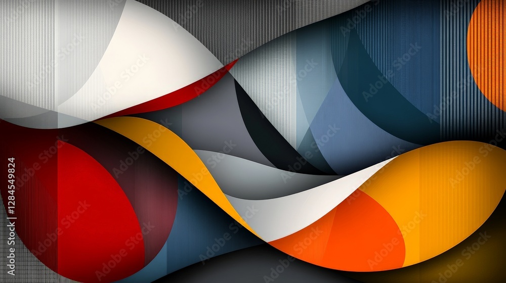 Poster abstract waves of colorful shapes and lines in modern design