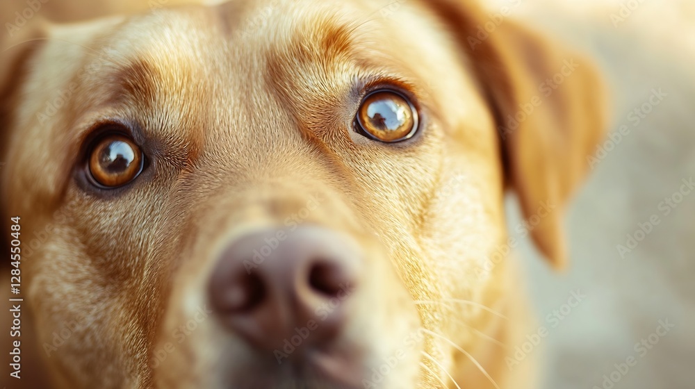 Aufkleber Close up image of a friendly brown dog with expressive eyes looking directly at the camera : Generative AI