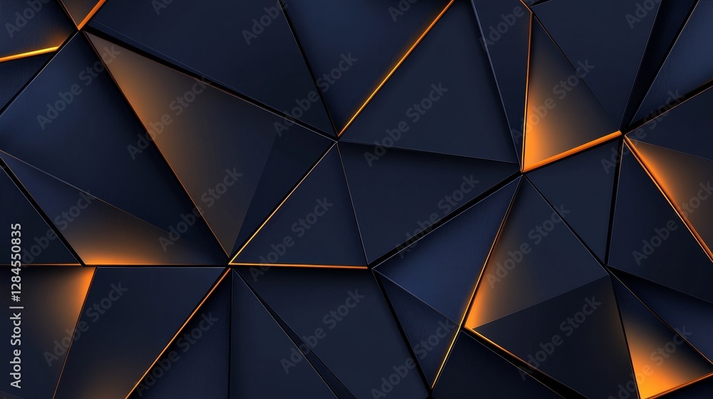 Aufkleber abstract geometric background featuring dark triangular shapes with glowing orange edges