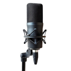 High Quality Condenser Microphone With Shock Mount And Stand On Transparent Background