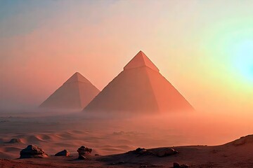 Cairo: Pyramids of Giza Under the Mist - 02