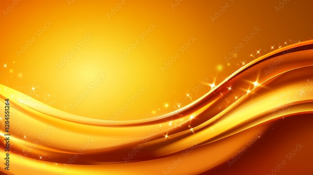 Poster abstract golden wave background with sparkling effects for design and advertising use