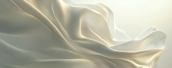 Fototapeta premium Flowing light fabric waves in soft pastel tones creating graceful abstract patterns