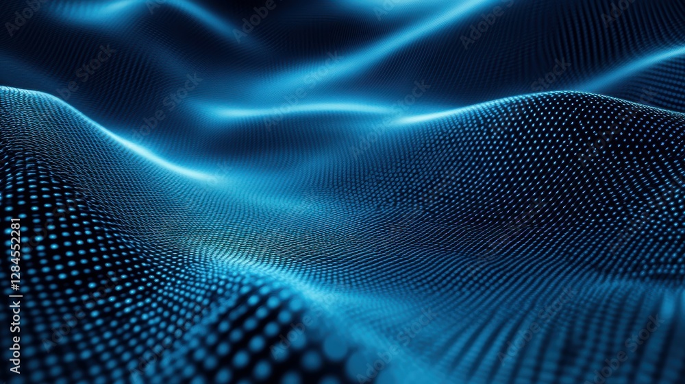 Poster abstract blue digital waves with dotted pattern and futuristic vibes
