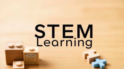 Engaging STEM learning environment with wooden blocks and puzzle pieces fostering educational development.