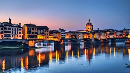 Obraz premium Florence: Ponte Vecchio Reflecting in the Arno River - 02