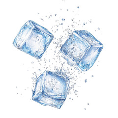 Obraz premium Ice Cubes Splashing On Transparent Background