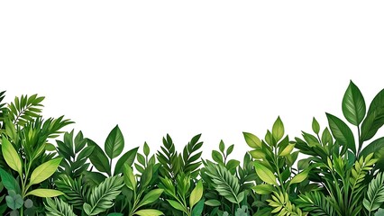 Obraz premium Lush Greenery: Tropical Foliage Border