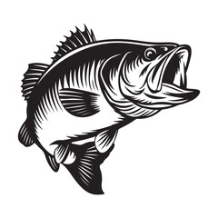 Big bass fish vector logo for t shirt design