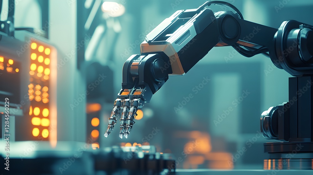 Aufkleber a close-up of a robotic arm in a modern industrial setting, showcasing advanced automation and innov