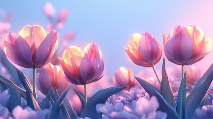 Fototapeta premium Purple Abstract tulips card