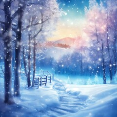 winter landscape with snow covered trees