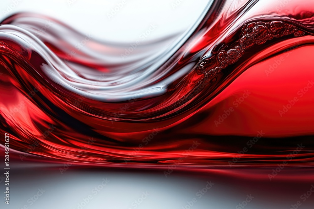 Poster red liquid flowing in elegant waves, creating a mesmerizing abstract art.