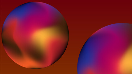 An abstract digital illustration featuring a gradient sphere blending rich hues of gold, orange, deep purple, and red against a brown gradient background.The combination of warm and dark tones.