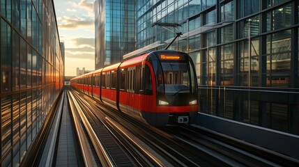 Naklejka premium Canary Wharf London Ultra-Detailed DLR Train