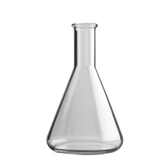 Empty chemical flask isolated on white transparent background