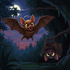 Bat, Cute Animal Cartoon By JN