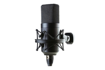 Large Diaphragm Condenser Microphone with Shock Mount, Black Metal Body, Detailed Studio Recording