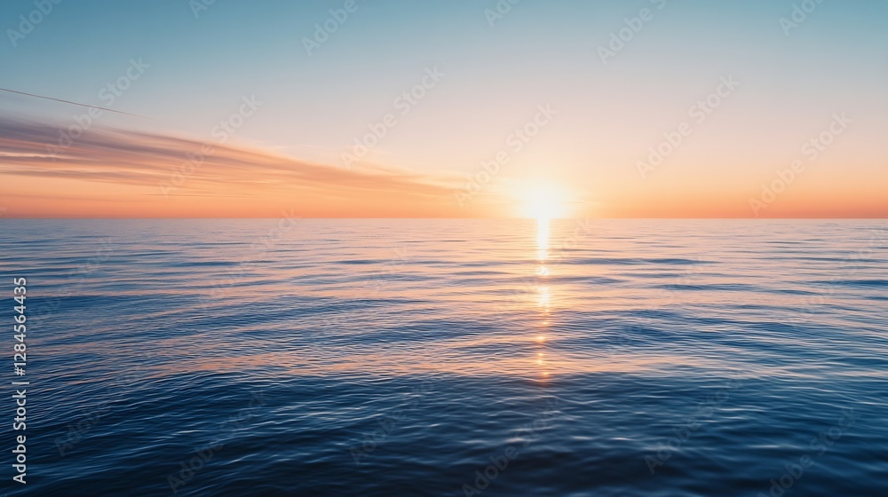 Poster stunning sunset reflection on calm ocean waters creating a tranquil seascape atmosphere : generative