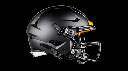 Fototapeta premium Glossy Black Football Helmet on Dark Background for Sports Design