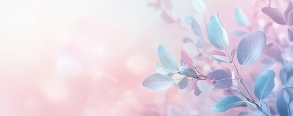 Fototapeta premium Soft pastel leaves on a dreamy pink background