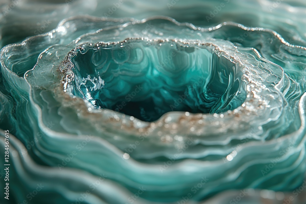 Poster abstract teal swirls creating a mesmerizing, layered, and textured visual effect.