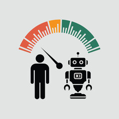 Fototapeta premium vector Artificial Intelligence model Robot with ai info-graph design help in business 