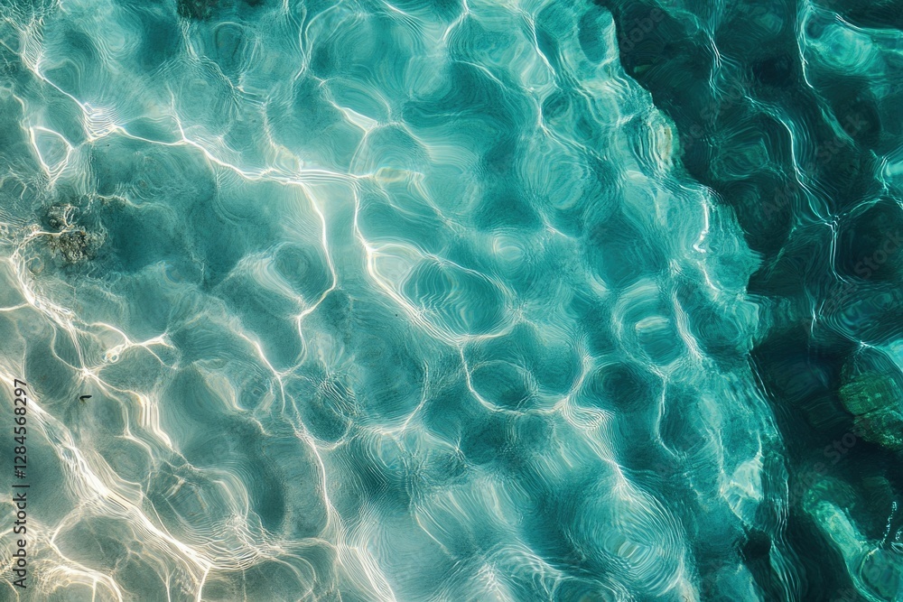 Aufkleber abstract image of turquoise water with light reflecting on its surface, creating mesmerizing pattern