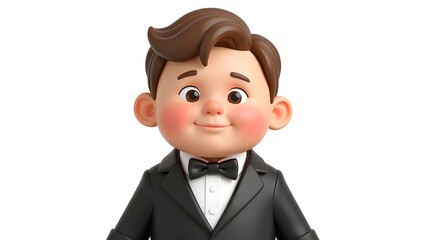 Cartoon little boy's fashionable dress