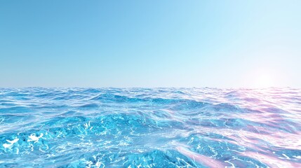 Obraz premium Calm ocean waves, sunny sky, summer travel