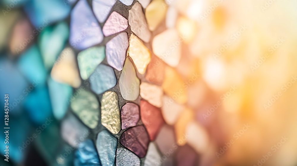Aufkleber colorful mosaic tile design featuring shiny surfaces illuminated by warm light and texture : generat
