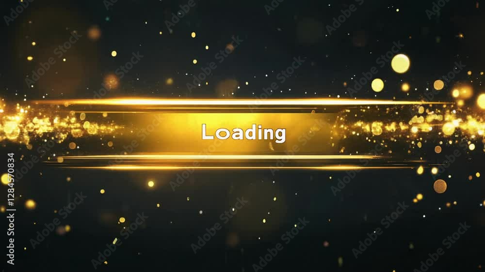 Poster a vibrant and eyecatching loading graphic showcasing sparkling particles, along with brilliantly glo