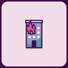 Building Fire Emergency Icon Illustration