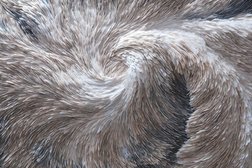 image is a close up of a fuzzy, white, and gray fur texture. fur is curled and twisted, giving it a...
