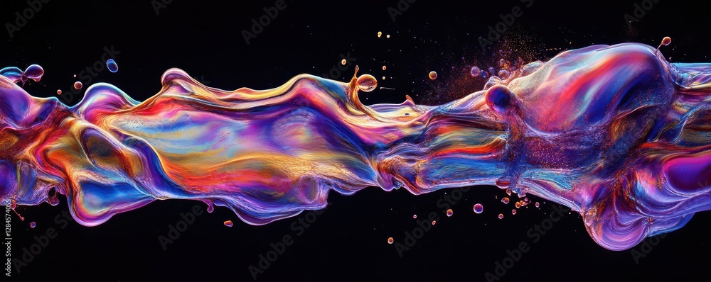 Aufkleber vibrant abstract fluid art with dynamic colors and swirling patterns