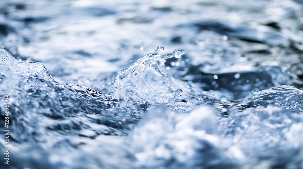 Poster closeup image of flowing water capturing ripples and reflections showcasing the beauty of nature and
