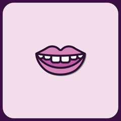 Smiling Mouth Icon: Simple Pink Lips and Teeth Graphic