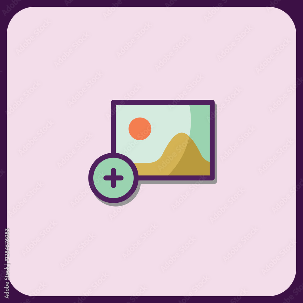 Poster add new image icon: minimalist graphic design element