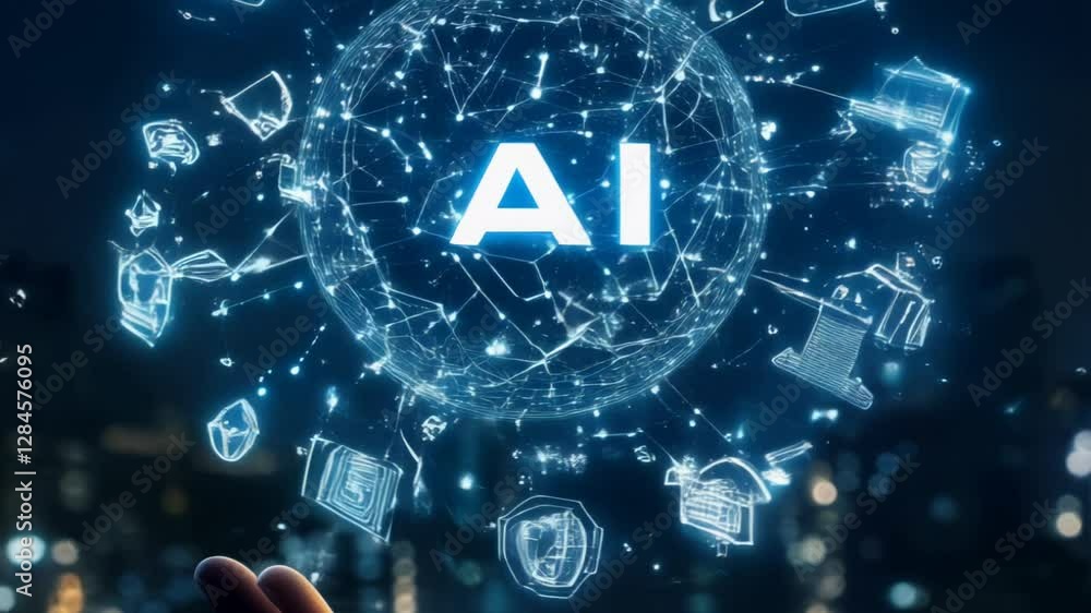 Poster artificial intelligence or modern technology high tech background