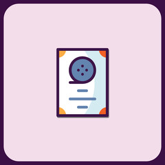 Modern Film Reel Icon on Document Background