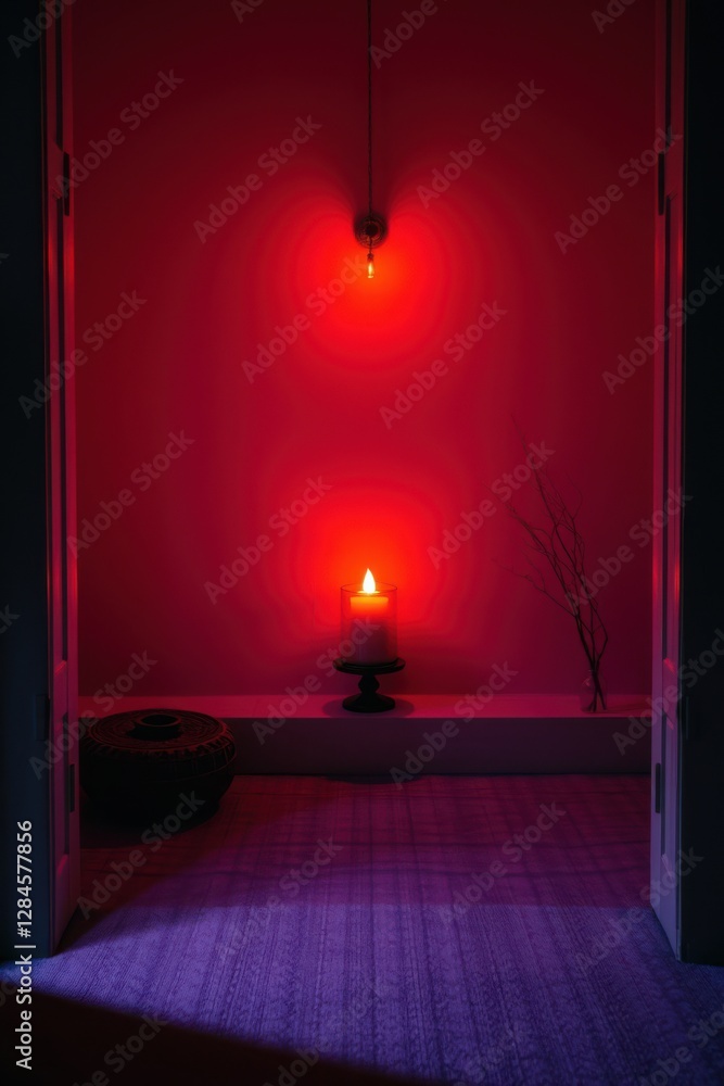 Poster illuminated room with candle and light creating a warm ambiance and inviting atmosphere in a tranqui