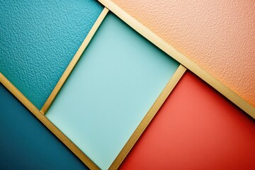 Fototapeta premium Abstract geometric design with teal, peach, coral, and gold accents. Minimalist and elegant.