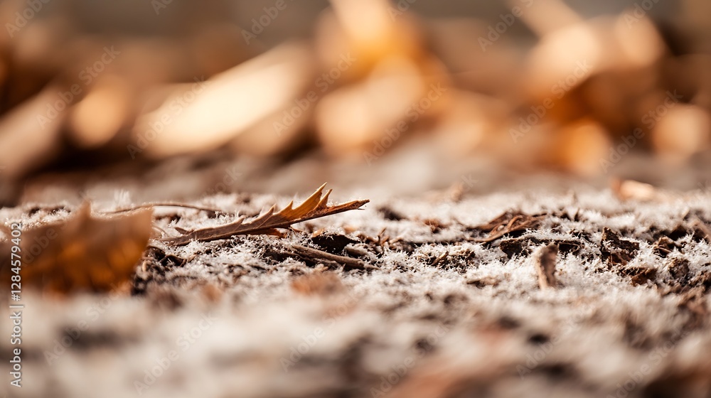 Poster close up of autumn leaves on ground with soft focus and warm tones in nature : generative ai